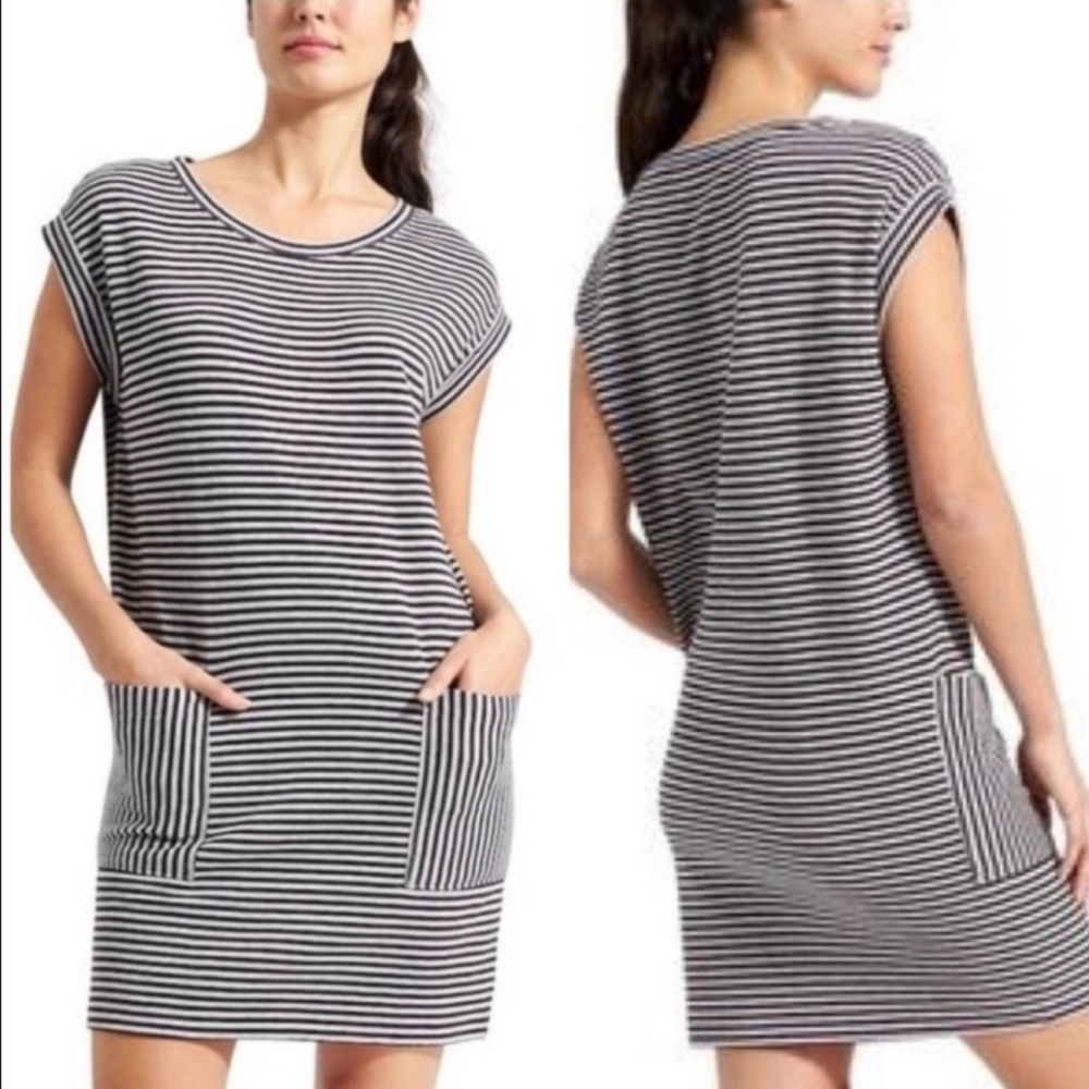 Athleta “Ease Up” Striped Sweatshirt Dress - Small